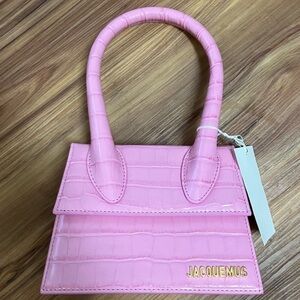 Pink Croc Embossed Moyen Bag